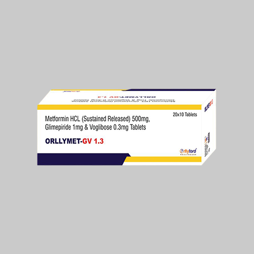 Metformin HCL (Sustained Release) 500 mg, Glimepiride 1 mg & Voglibose 0.3 mg Tablets